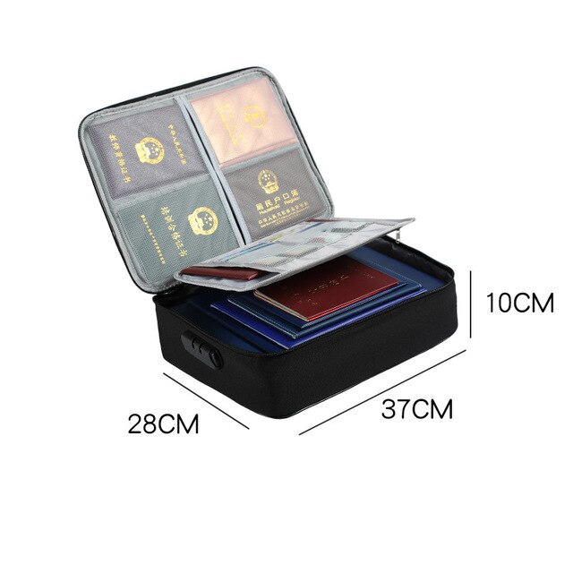Wodoodporna torba do przechowywania dokumentów zamek szyfrowy etui na paszport komórka karta telefoniczna portfel przechowywanie biurowe akcesoria podróżne: C Black