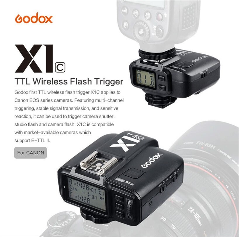 Godox X1C X1T-C 2,4G E-TTL Flash inalámbrico Speedlite solo transmisor para Canon 1000D 600D 700D 650D 100D 550D 500D 450D