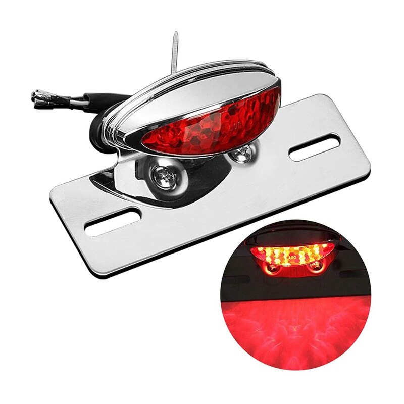 Luz trasera de motocicleta, luz trasera integrada con soporte para matrícula para Bobber, Chopper, Cruiser Street Bike