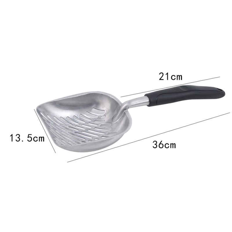 Grande cuillère à litière en métal pour chat, tamis avec pelle profonde et poignée ergonomique, en aluminium résistant