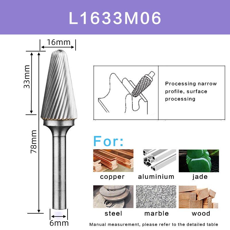 Single Cut L Type Head Tungsten Carbide Alloy Rotary File Tool Point Burr Die Grinder Abrasive Tool Drill Milling Carving Bit