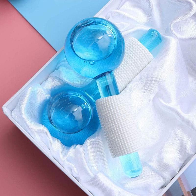 2Pcs Energie Massage Ijs Bal Rimpel Remover Schoonheid Cooling Bal Glas Globes Gezicht Bloedsomloop Crystal Ice Globes