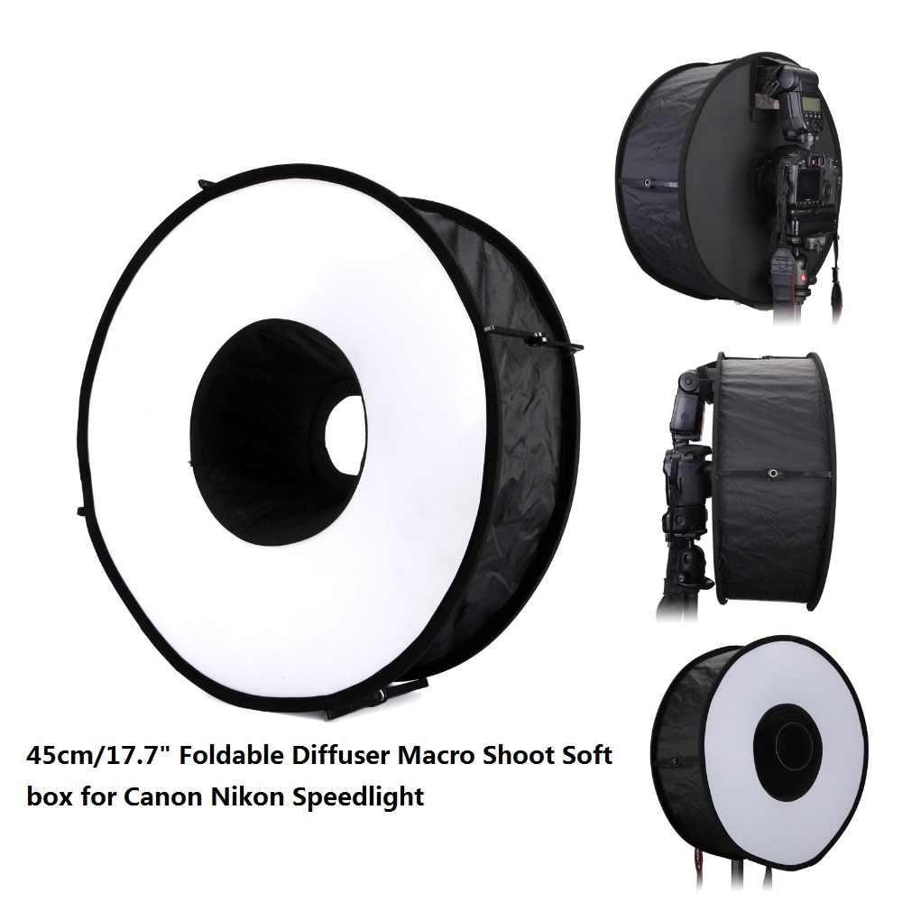 45 cm Opvouwbare Ring Speedlite Flash Difuser Macro Schieten Ronde Softbox voor Canon Nikon Sony Pentax Speedlight