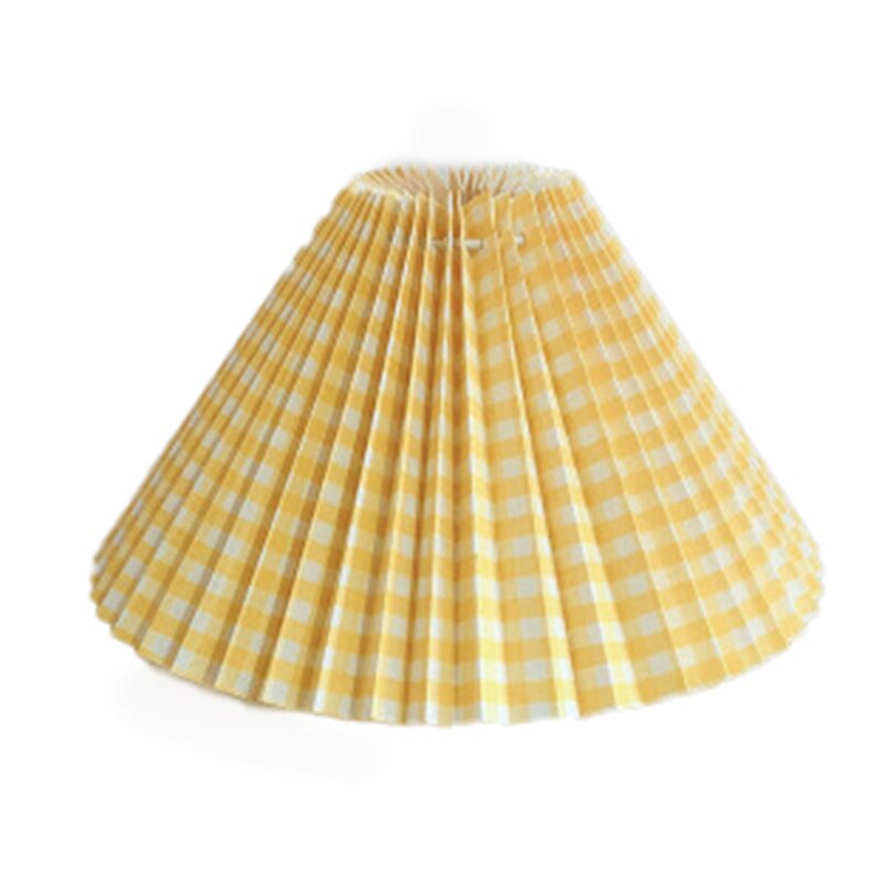 Pleated Lampshade E27 Light Cover Japanese Style Fabric Table Lamp Ceiling Decor C1: Yellow check