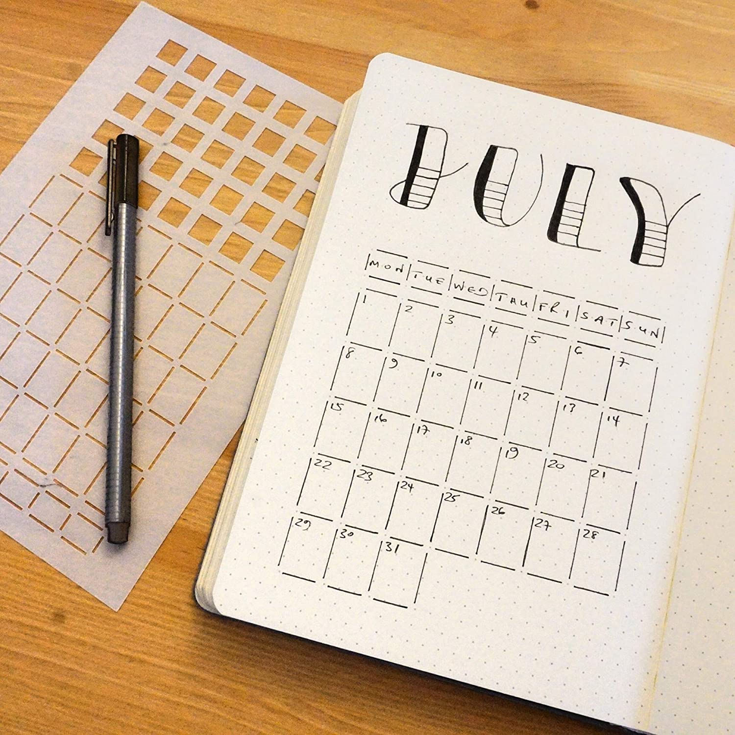 6Pack Reusable Monthly Layouts Speedy Spreads Journal Stencils for A5 Bullet Dot Grid Notebook, Save Time on Full-Page