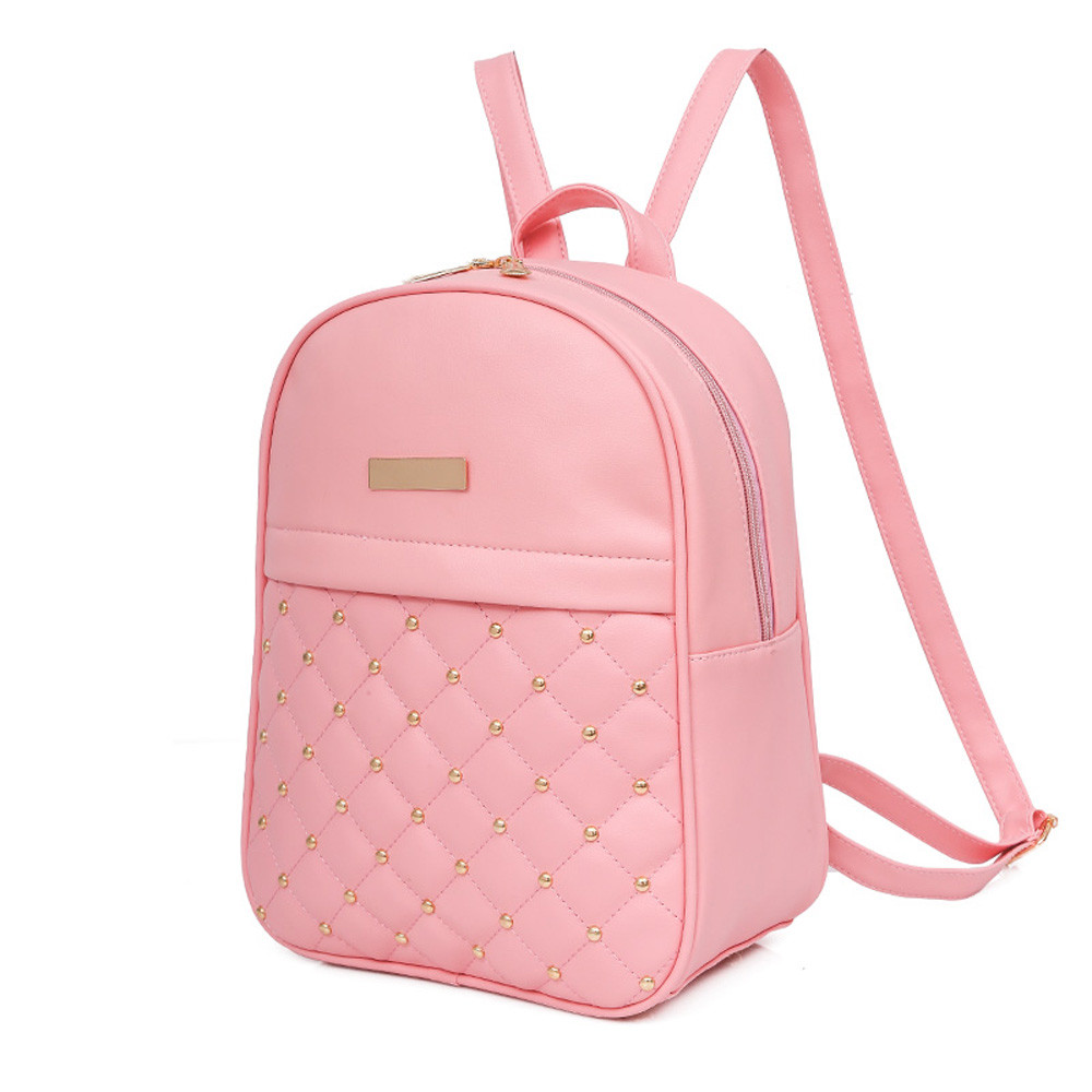 OCARDIAN Frau paket Kausalen Taschen Perle Weibliche Schulter Tasche Rucksäcke Frauen Niet Rucksack 19M12: Pink