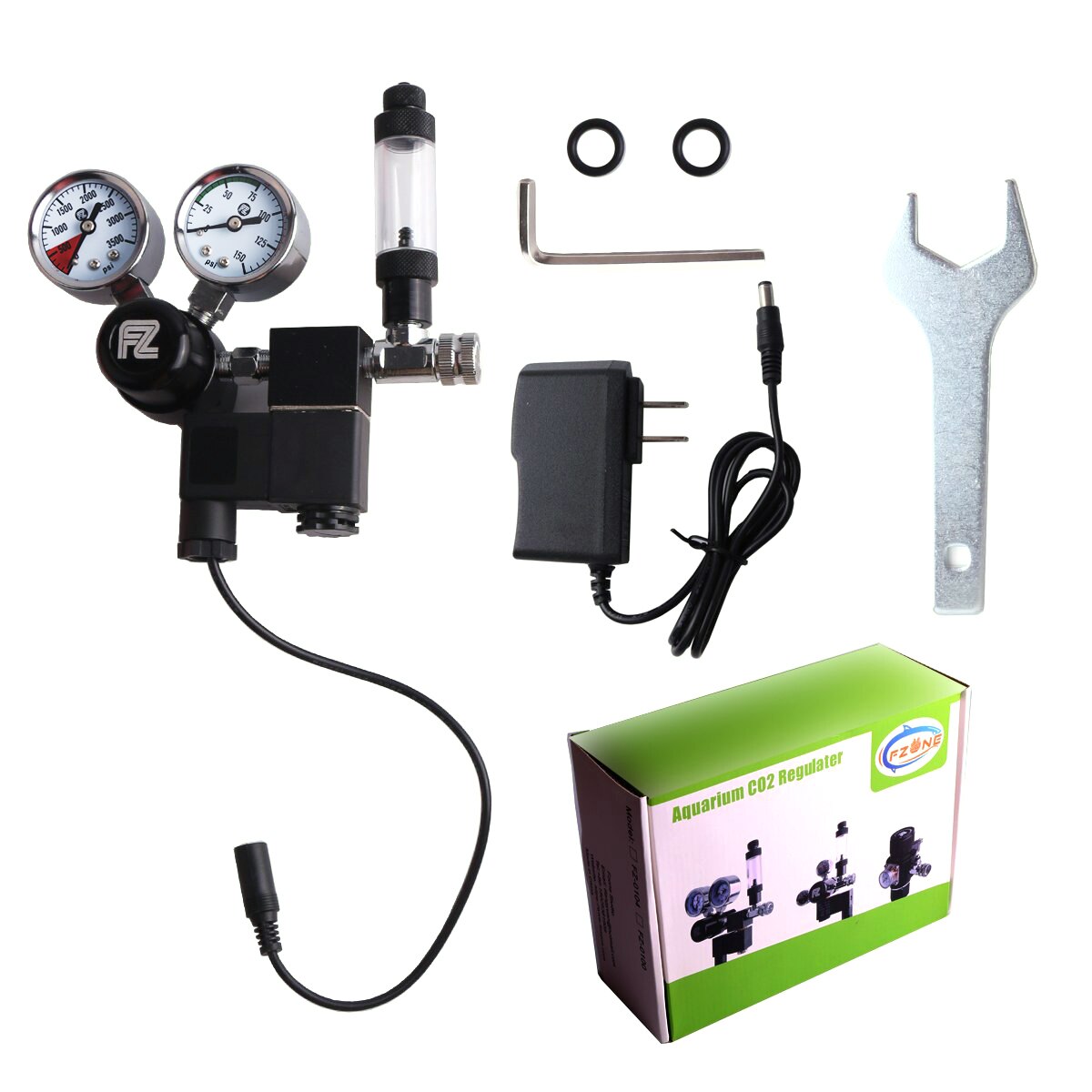 Regolatore CO2 Per Acquario FZONE – Doppio Calibro 1,6” Con Solenoide DC E Contabolle – Per Piante E Sistema DIY