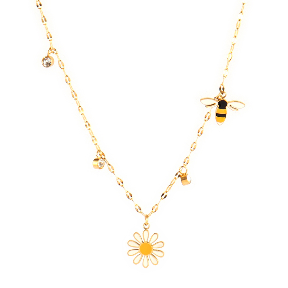 Trendy Product Stainless Steel Necklace For Women Gold Silver Color Charm Flower Butterfly Pendant Necklace Jewelry