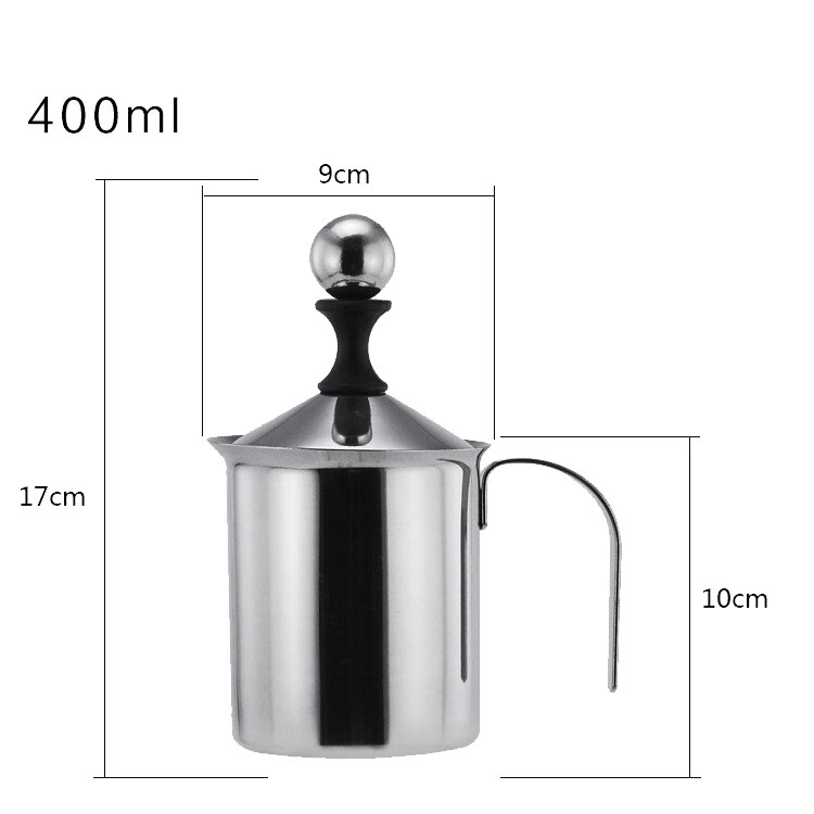 400 Ml Rvs Melkopschuimer Pomp Koffie Mixer Melkschuimer Cappuccino Latte Dubbele Mesh Voor Koffie Gereedschap