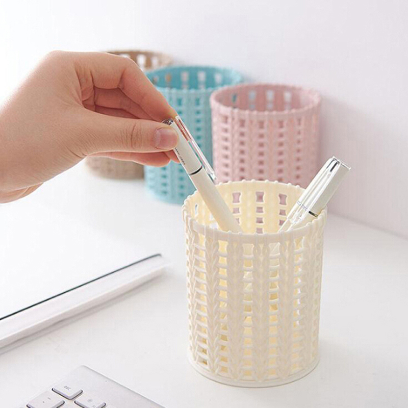 Plastic Holle Cilinder Pen Opbergdoos Potlood Borstel Pot Penhouder Make Borstel Container Home Office organizer Desktop