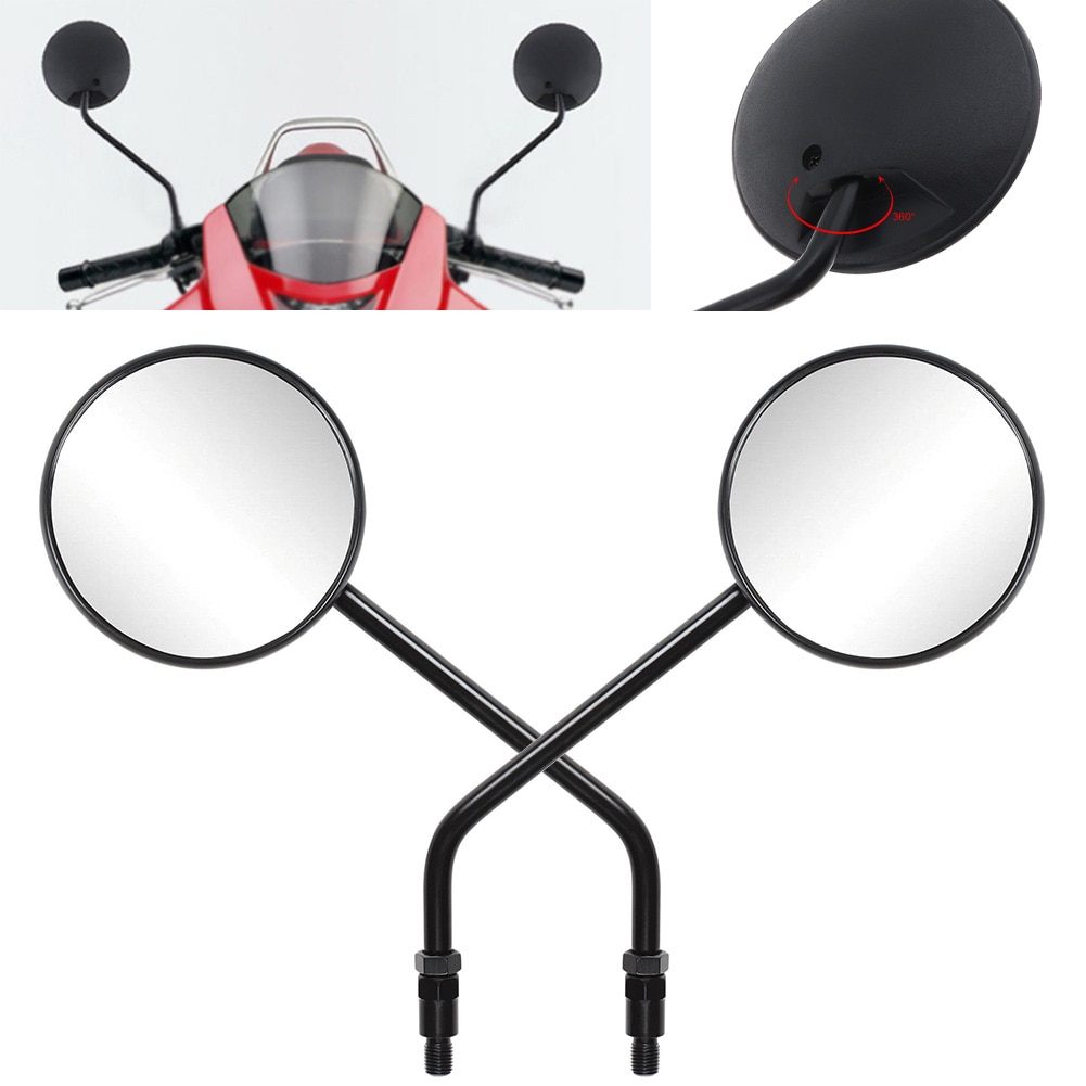 One Pair Ryde Round Adjustable Motorcycle Rearview Mirrors M8 8mm Bike Motorbike For Ebike Bicycle Motor Bike