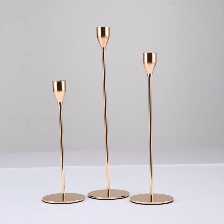 Candelabros de Metal de estilo chino, candelabro dorado Simple, decoración de boda, Bar, , sala de estar, decoración del hogar, 3 piezas por juego