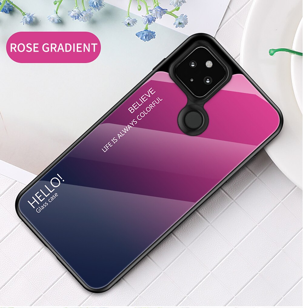Dla Google Pixel 5 etui ze szkła hartowanego ochrona kolorowa obudowa telefonu Google Pixel 4a 5G: 08 / Pixel 4a 5G
