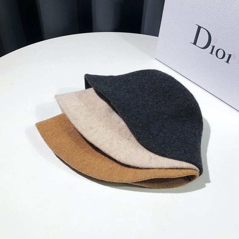 Bucket hats Autumn winter dome wool warm knitted Hat Women simple black woolen yarn basin cap Vintage weave casual hat