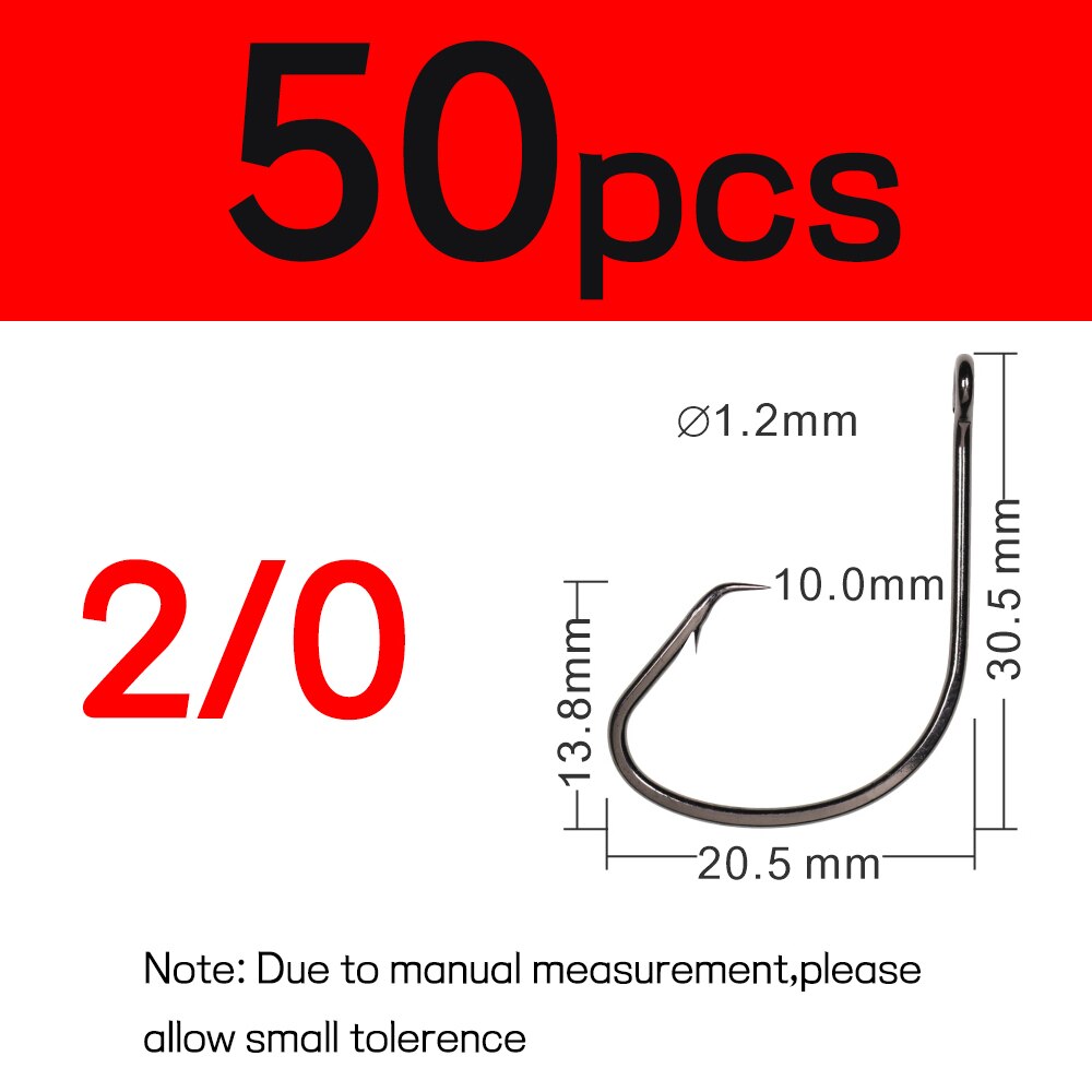 Elllv 50pcs 1/0 - 8/0 Saltwater Fishing Octopus Circle Hooks Carbon Steel Barbed Hook Snapper Flasher Sabiki Rigs Tying Hook: 50pcs size 2l0