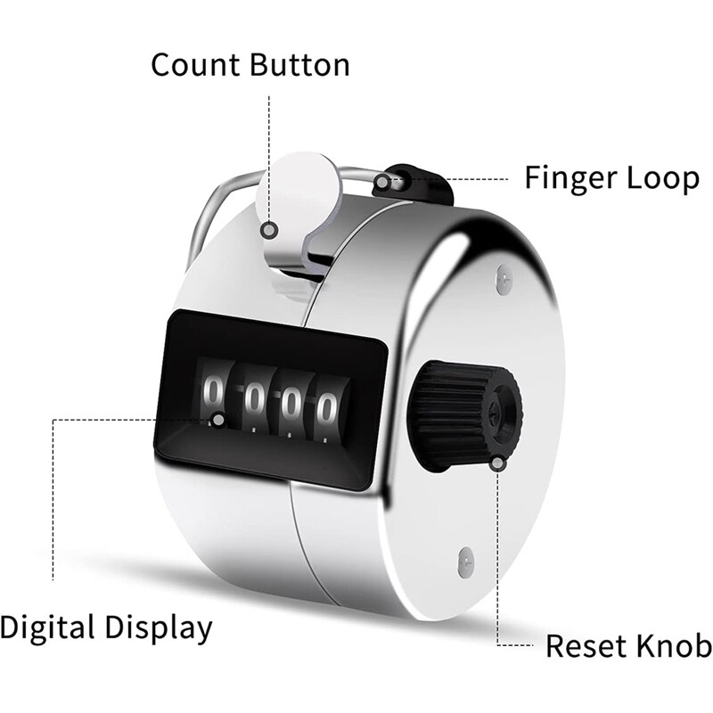 6 Pcs Hand Tally Counter 4-Digit Lap Counter Clicker, Manual Mechanical Handheld Pitch Click Counter With Finger Ring