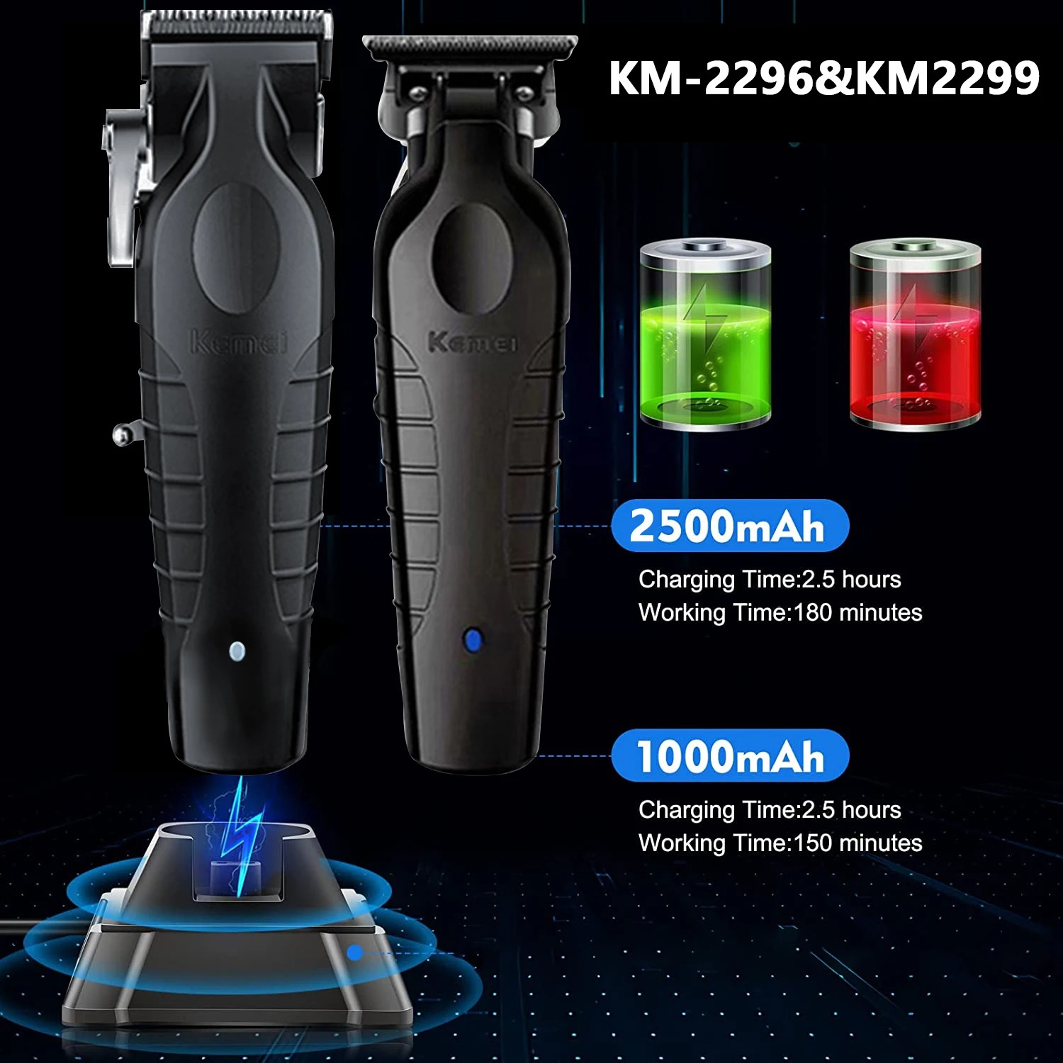 Kemei 2296 2299 Barbier Akku-Haarschneider 0 mm Null Gapped Haarschneidemaschine Detailer Professionelle elektrische beenden-Schneidemaschine