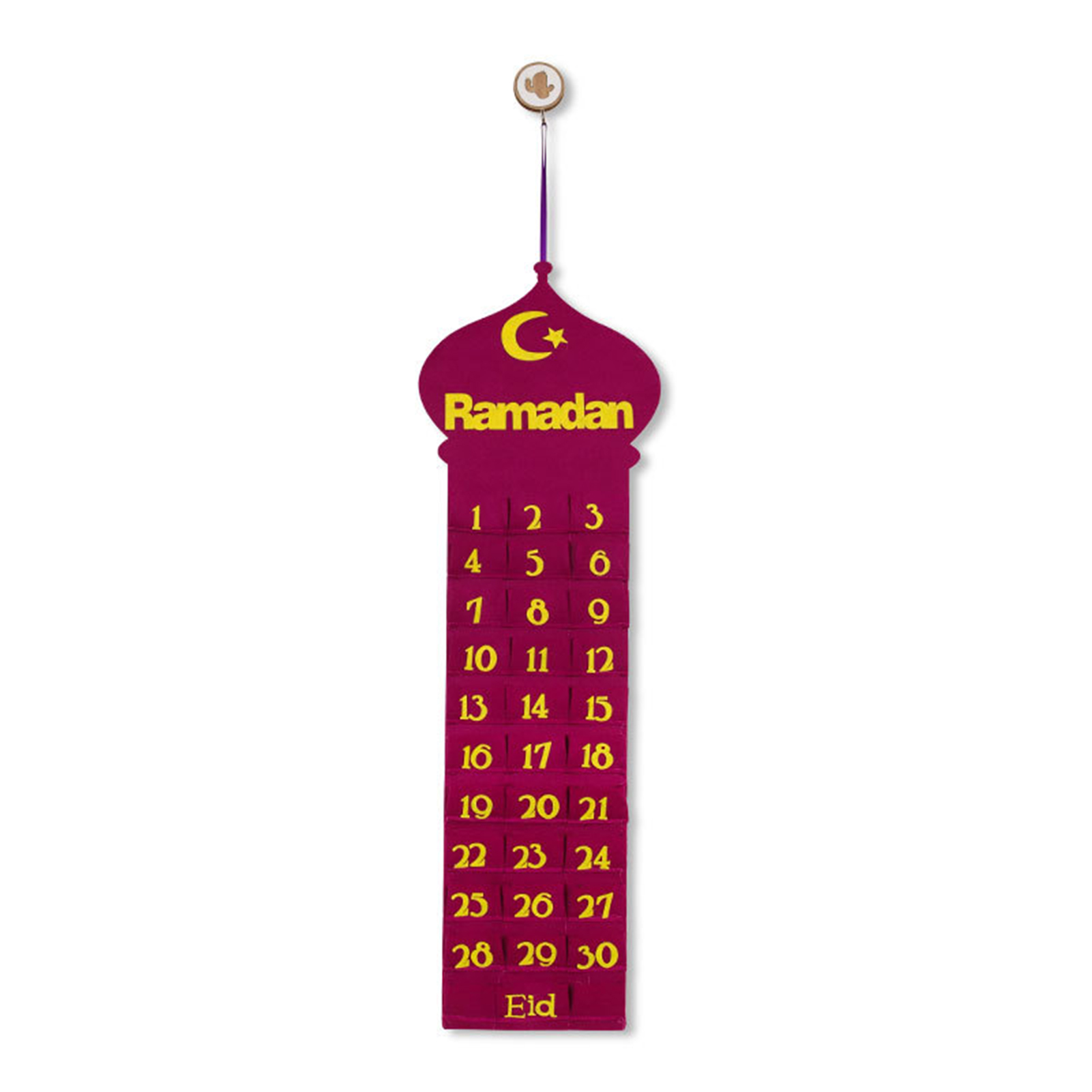 Calendario Del Ramadan MACLARONX In Feltro Con 30 Stelle Staccabili - 50,8x35,6 Cm - Calendario Dell'Avvento Islamico Per Bambini - Decorazione Murale Per Eid E Festività