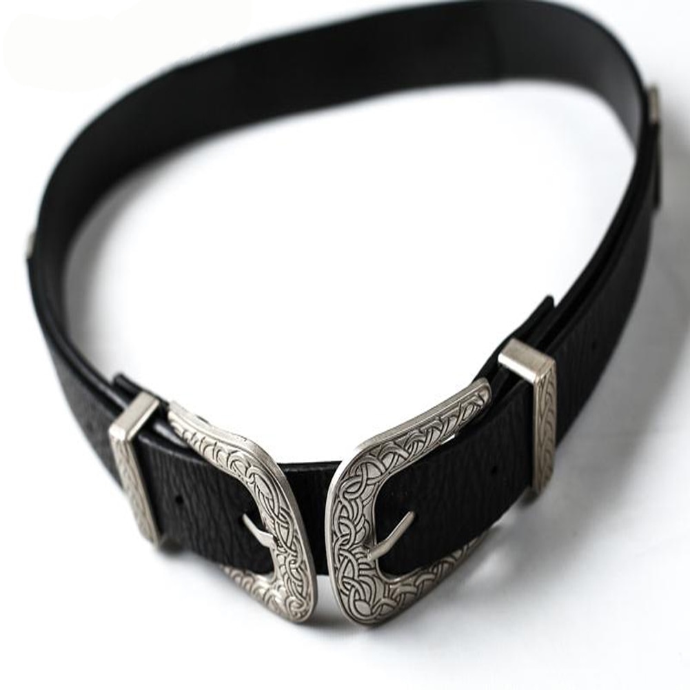 Vogue Vrouwen Dames Vintage Metalen Boho Lederen Dubbele Gesp Taille Riem Tailleband