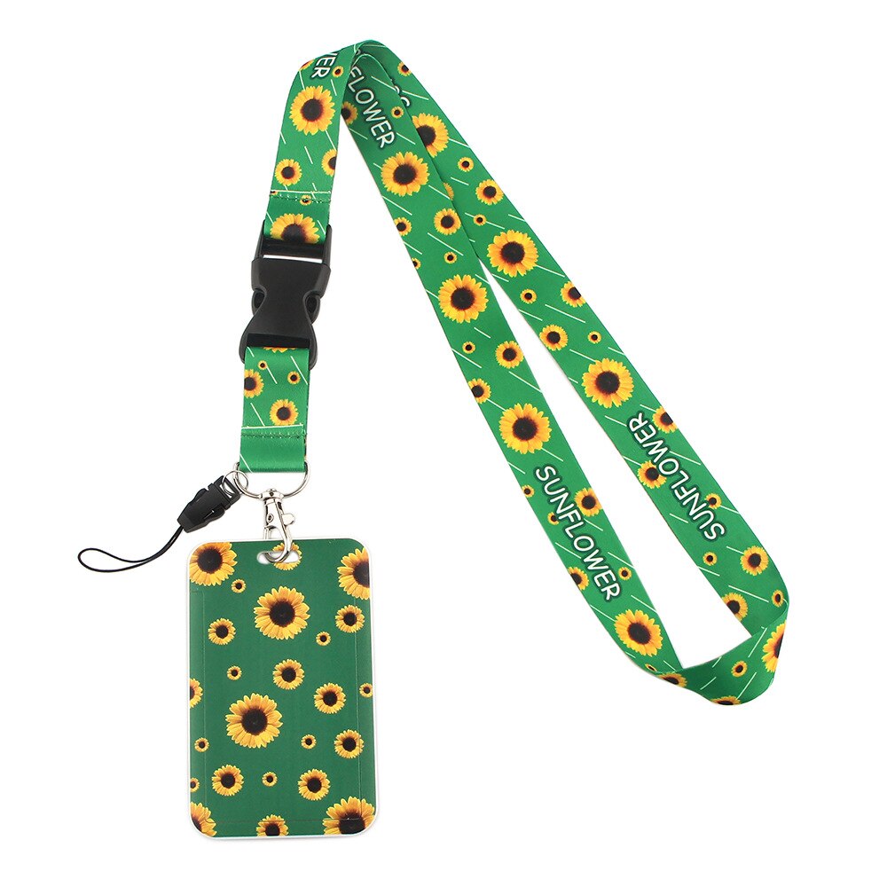 1Pcs Sunflower Lanyard Id Badge Holder Keychain ID Card Pass Gym Mobile Key Rings Nurse Accessories: NO.6
