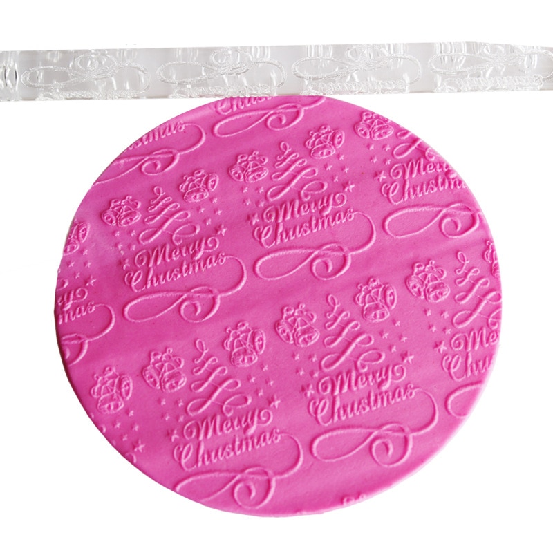 Vrolijk Kerstfeest Acryl Embossing Fondant Rolling Pin Cake Gebak Decoratie Bakken Keuken Accessoires Cake Tools E207