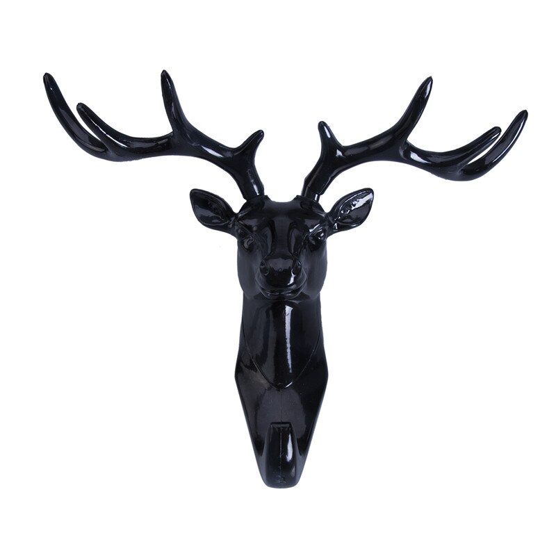 Gancho de cornamentas para decoración del hogar, adorno minimalista de ciervo, cuerno, abrigo, sombrero, gancho de cornamentas, decoración montada en la pared del hogar: Negro