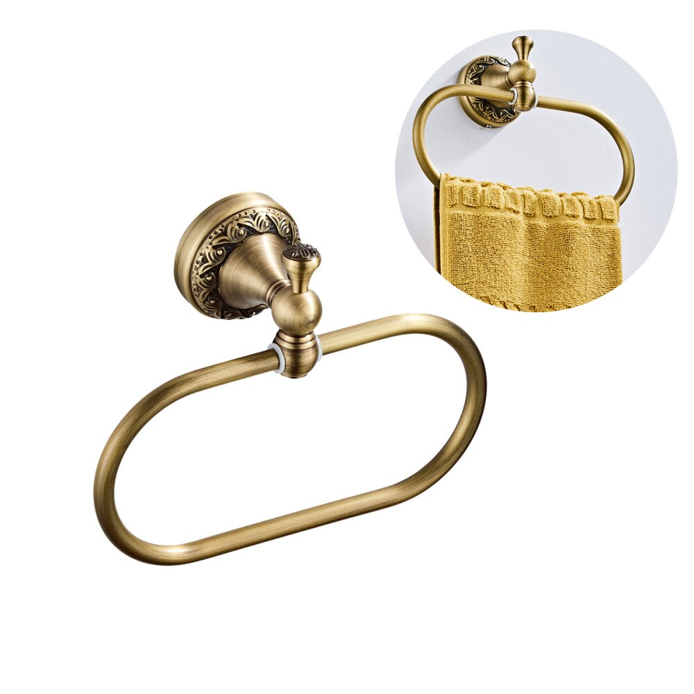 Koperen Handdoek Ring Ovale Handdoekenrek Haak Moderne Muur Gemonteerde Handdoek Plank Houder Handdoek Opknoping Rack Retro Craft Voor thuis Badkamer