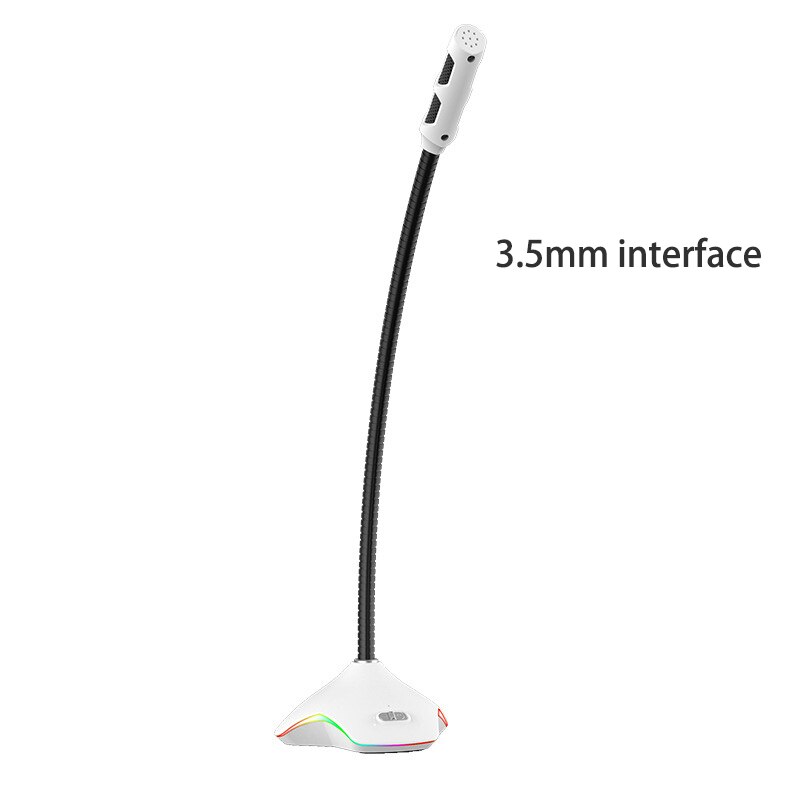 Simple Microphone For PC Computer Laptop Notebook Desktop Skype Gaming USB Microphone Web Flexible Noise Canceling Mic: white 3.5mm