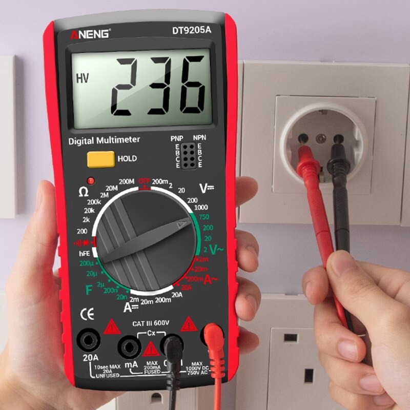 Digital Multimeter AC/DC hFE Transistor Capacity Diode Tester Electrical Tools 896B
