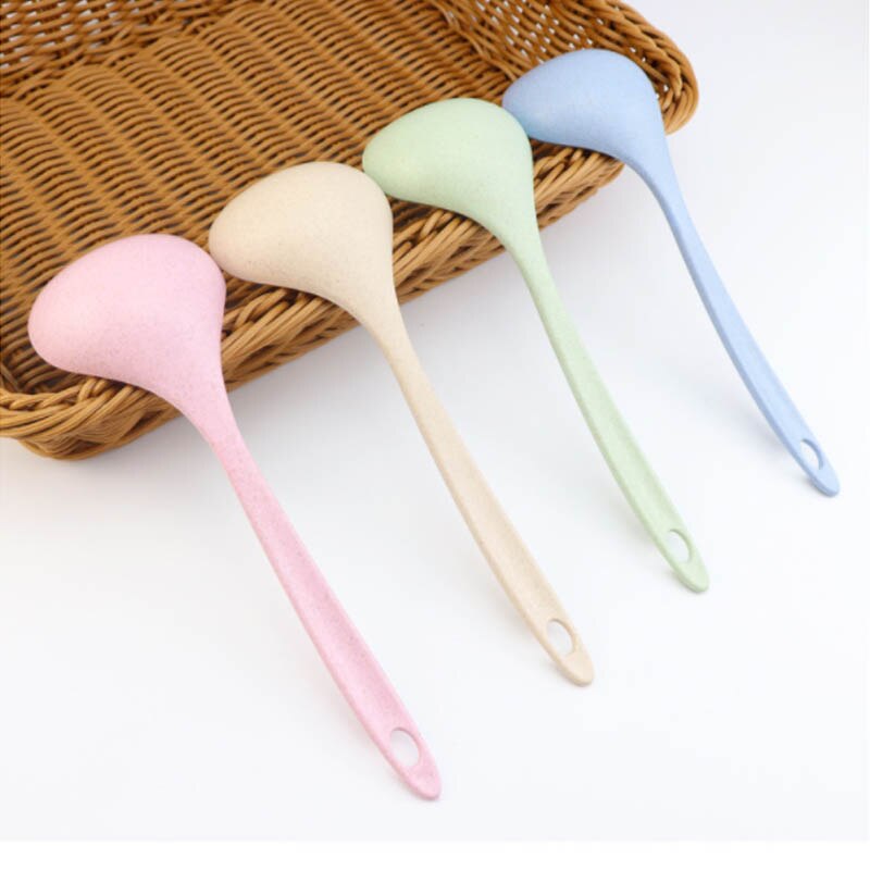 Cuchara de tallo para sopa, utensilio de cocina con mango largo, 4 colores, 1 unidad