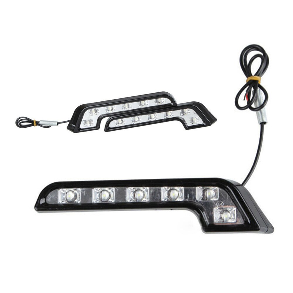 1 Paar L-Vorm 12V 2Pcs Auto Dagrijverlichting 6 Led Drl Wit Mistlicht auto Accessoires Auto Drl