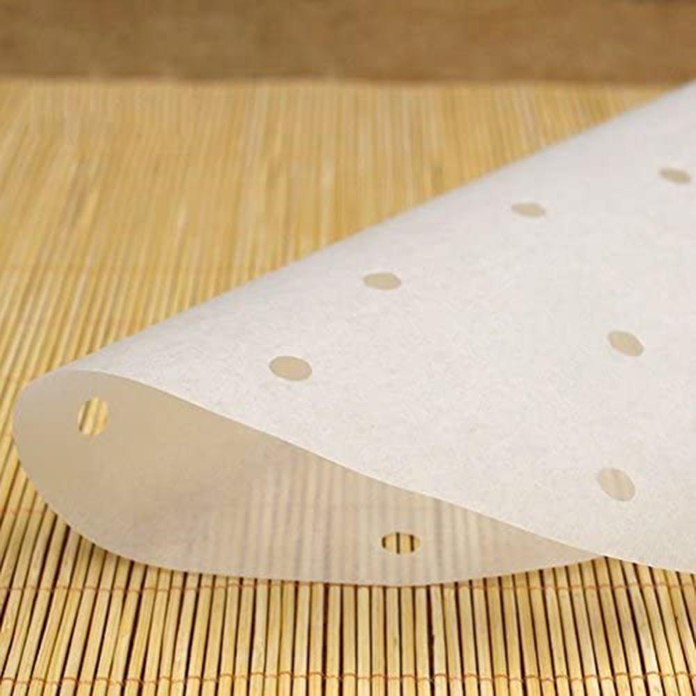 100Pcs Perforated Non Sticky Baking Paper Bread Snack Steamer Sheet Disposable ​Baking Sheets Steamer Mat