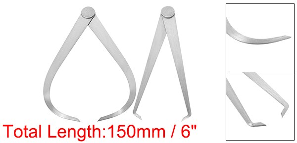 Uxcell Stainless Steel Inside Outside Calipers 2 Pcs Silver Tone Metal Inside Outside Calipers Vernier Caliper Measuring Tools: 150MM