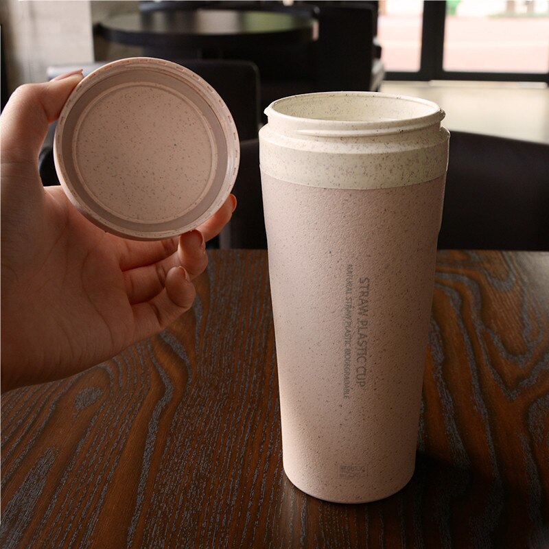 Vattenkoppar dubbla lager kaffe te 300ml plast studentkopp tekoppar vetehalm hälsosam tätad mot läckor