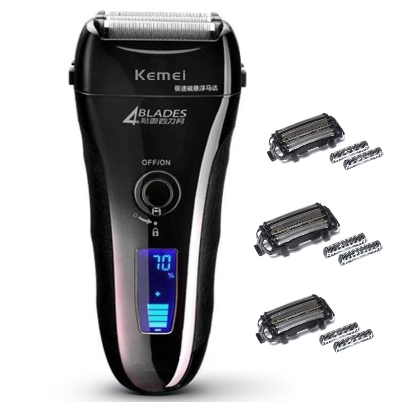 Kraftig elektrisk barbermaskin for menn 3d våt tørr elektrisk barberhøvel for menn oppladbar skjeggbarbermaskin