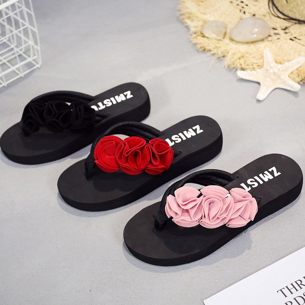 Tongs bohème antidérapantes pour femmes, chaussures d'intérieur, à semelles compensées, pour la plage, à la , été