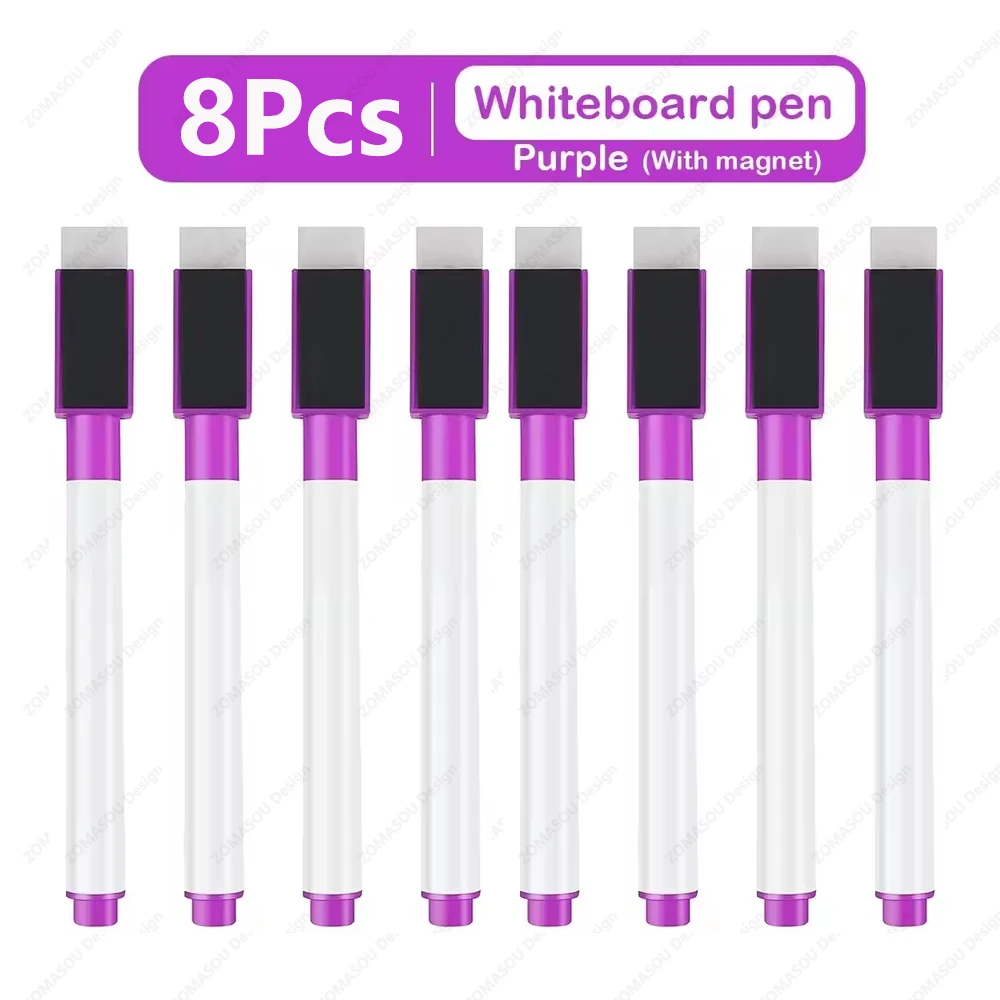1-48Pcs Magnetic Erasable Whiteboard Pen Color Options Numbering Stationery Office Teaching Supplies for Blackboard Student Note: Brown