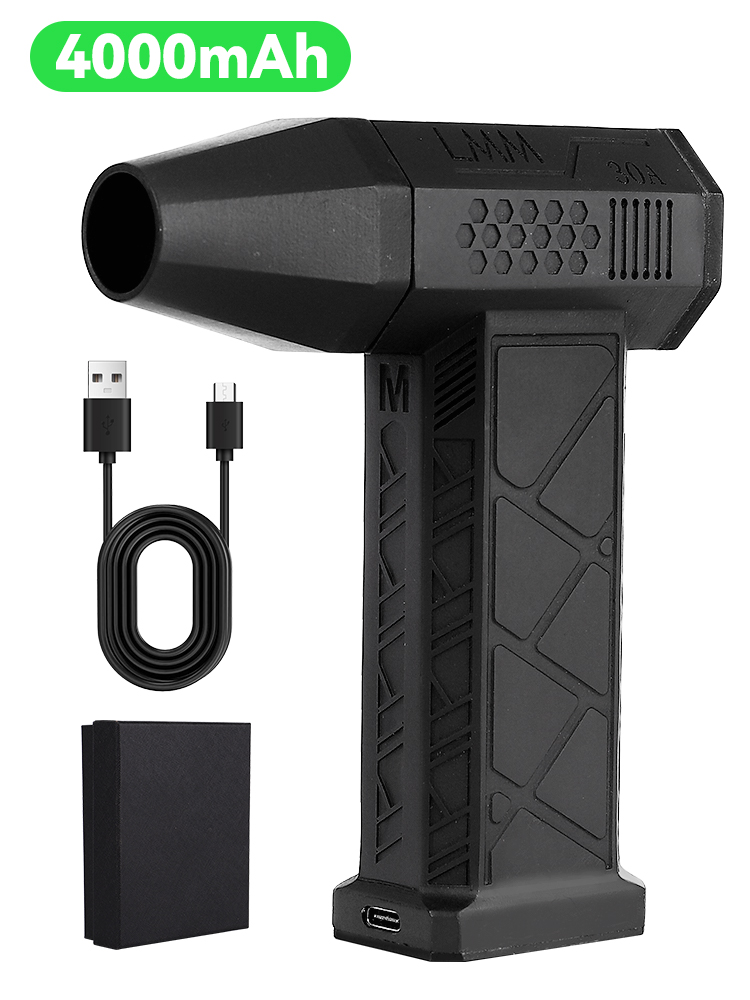 Potente ventilador de aire, ventilador de conducto de alta velocidad, mini ventilador Turbo Jet 140000 RPM Velocidad del viento 62 m/s Turbo Ventilador Motor sin escobillas Ventilador violento: Negro