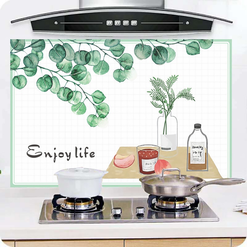 Kitchen Oil-proof Stickers High Temperature Self-adhesive Resistant Tile Stickers Waterproof Oil-proof Stickers Decoration Wallp: Green