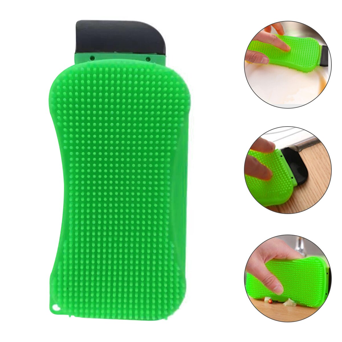 1/3 pièces 3 en 1 éponge héros Silicone brosse de nettoyage multi-fonction cuisine Silicone éponge ménage nettoyage outils: green