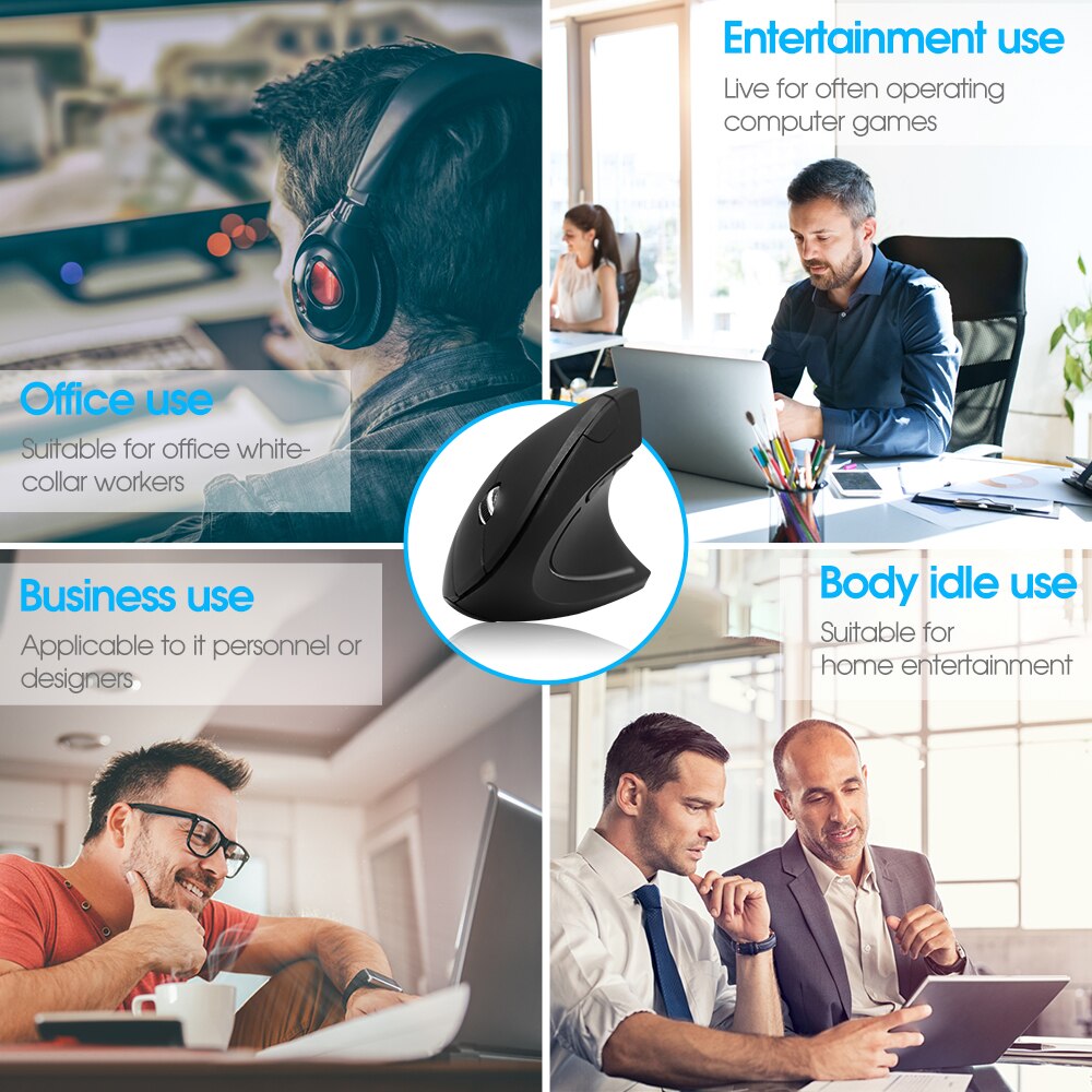 Trådløs lodret mus gaming mus usb computer mus ergonomisk desktop opretstående mus 1600 dpi til pc bærbar computer kontor hjem