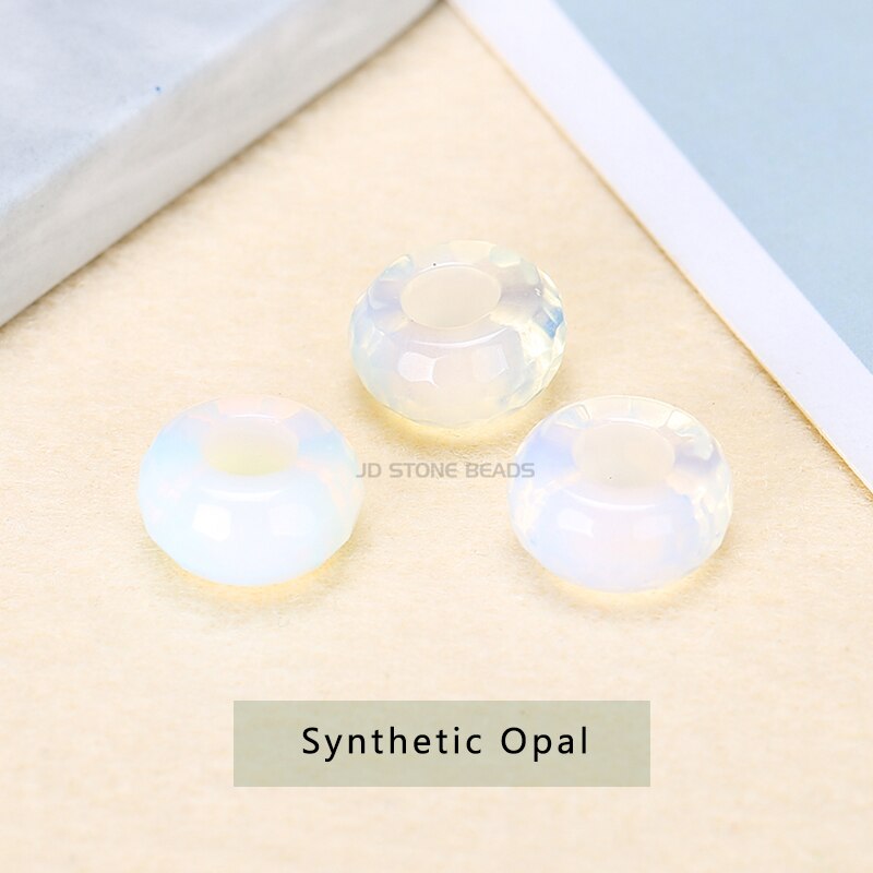 10 pz/lotto sfaccettato naturale grande foro agata perline abaco pietra naturale dimensioni 13x7mm per la creazione di gioielli collana foro 6mm all'ingrosso: Synthetic Opal