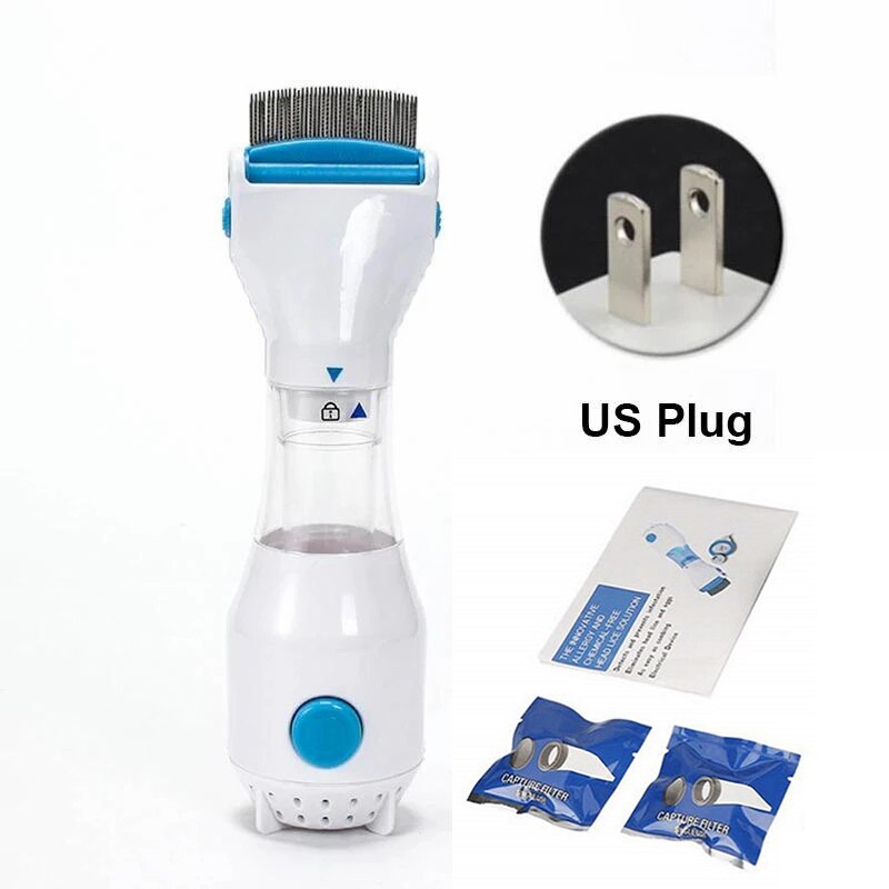 Pet Tick Remover Comb Electric Drive Lice Eggs Dog Cat Hair Cleaner Pet Insect Remover Health Necessities: US Plug