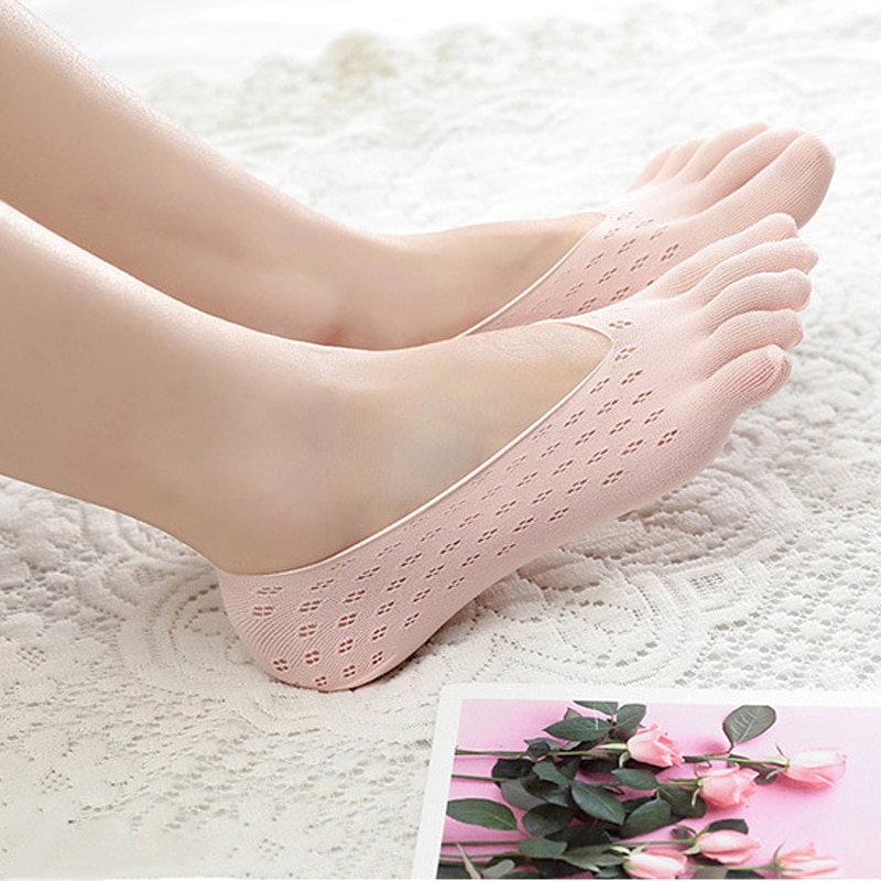 Dekorative Overhale charter Kvinder yoga sokker sommer tynde åndbare sok hjemmesko fem tå sokker  japansk stil fløjl stof – Grandado
