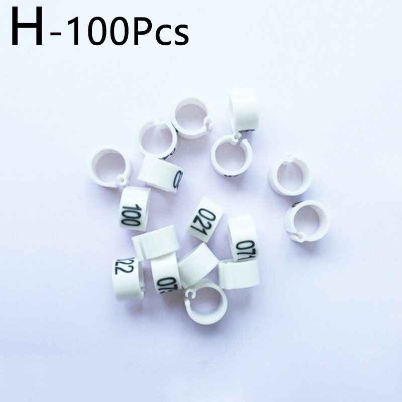 100Pcs Identify Ring Digital Pigeon Foot Rings Carrier Home Bird Parrots Training Feeding Supplies Leg Number Pets Birds Bands: H
