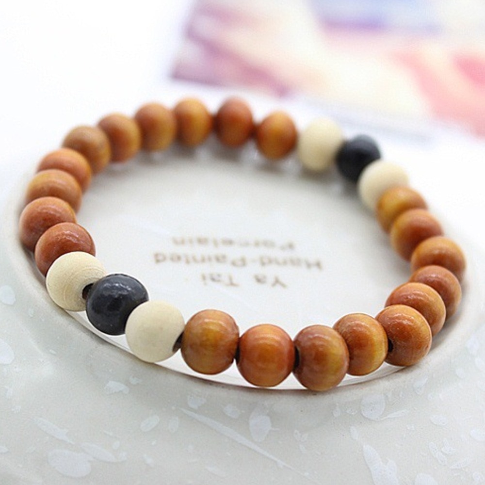 Pulsera con cuentas de madera Natural para hombre y mujer, joyería de cuentas de Chakra de 6/8mm, joyería de palabras de Buda para hombre y mujer #280518