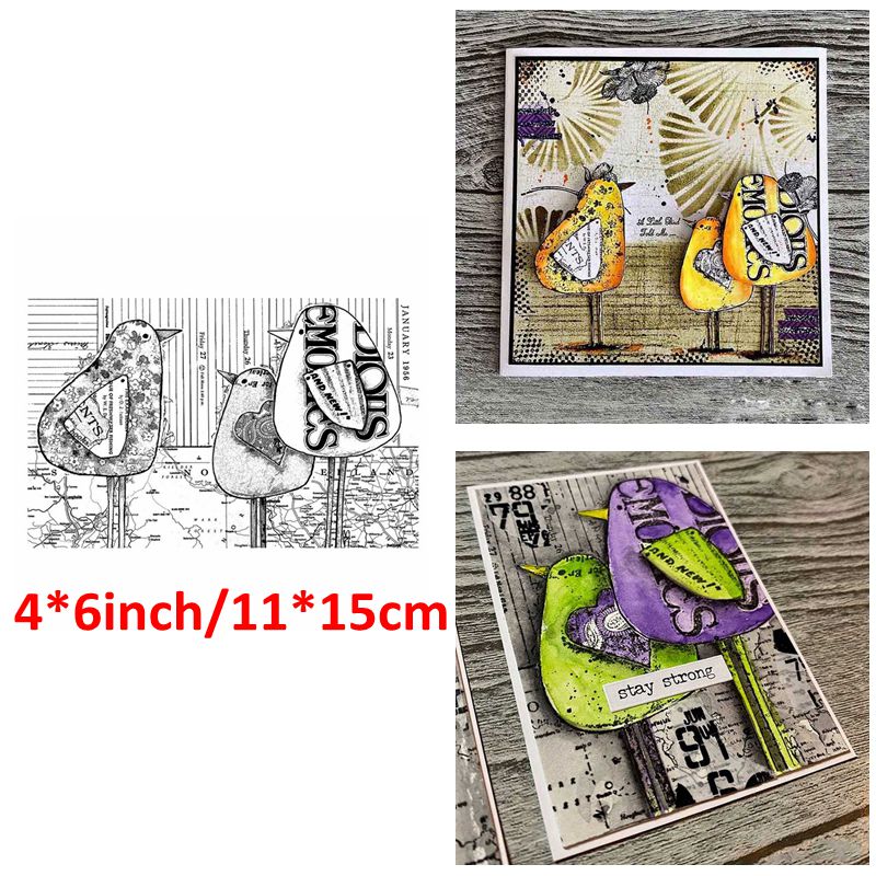 Clear Stamps Adorable Alpaca Penguin Cat Wolf Bird Complex Word Code Flower Tea DIY Scrapbooking Craft Cards: 9