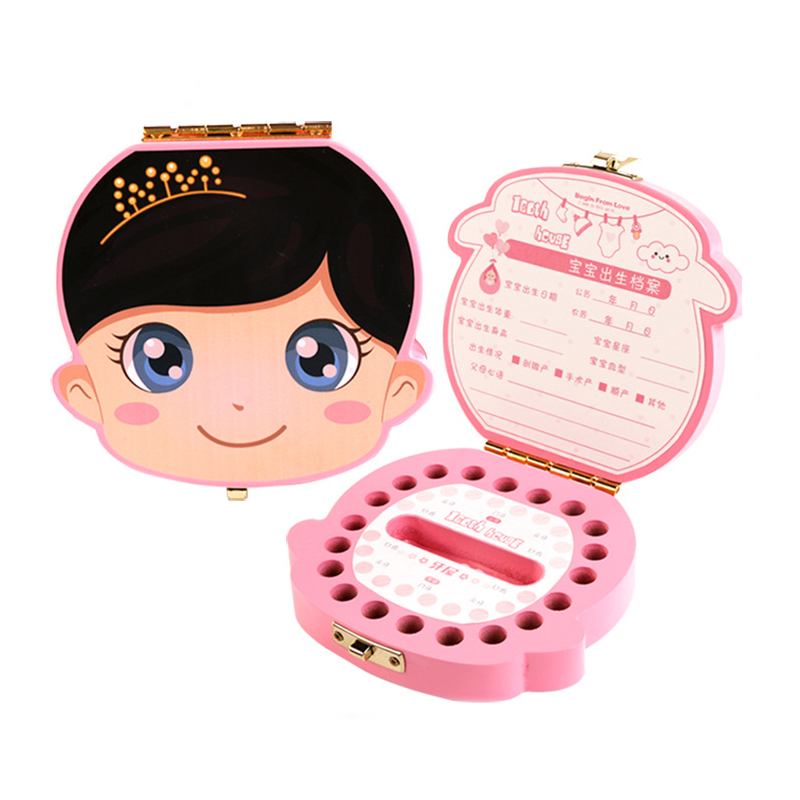 Baby Houten Tand Doos Spaans Engels Kids Organizer Opbergdoos Baby Baby Jongen Meisje Melk Tanden Lanugo Navelstreng Collectebus