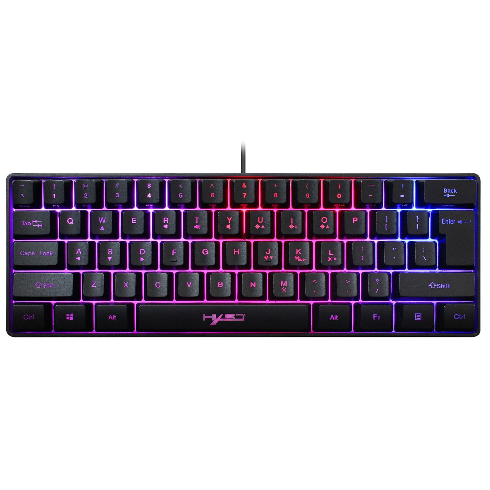 Klawiatura podświetlana klawiatura mechaniczna Gaming 61 klawiszy podświetlana ergonomiczna klawiatura na kabel USB pojedyncza lampa oddychanie na PC