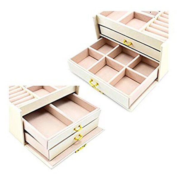 Sieradendoos / dozen / make-updoos, sieraden- en cosmetica-beautycase met 2 lades 3 lagen